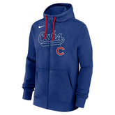 Chicago Cubs Knockout Script MLB Full-Zip Hoodie Blue - Taass US