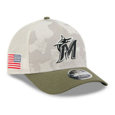 Miami Marlins 2025 MLB Armed Forces 9FORTY M-Crown A-Frame Snapback Cap - Taass US