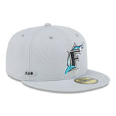 Miami Marlins 2025 MLB Authentic Clubhouse Cooperstown 59FIFTY Fitted Cap Gray - Taass sale