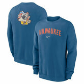 Milwaukee Brewers City Connect 2-Hit Club Crew Pullover Blue - Taass for sale