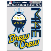 Milwaukee Brewers City Connect Multi-Use MLB Decals Set (3 Pcs.) - Taass US
