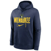 Milwaukee Brewers Nike Club Slack MLB Hoodie Navy - Taass US