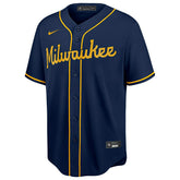 Milwaukee Brewers Nike Replica MLB Alternate Road Jersey Navy - Taass sale