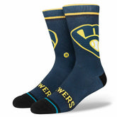 Milwaukee Brewers MLB Batting Practice Stance Crew Socks - Taass discount