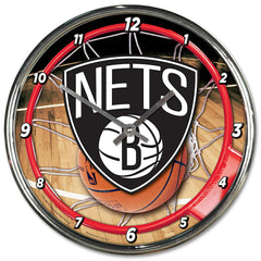 Brooklyn Nets WinCraft Chrome NBA Wall Clock - Taass near me