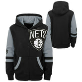 Brooklyn Nets Fleece NBA Full-Zip Hoodie Black (YOUTH) - Taass near me