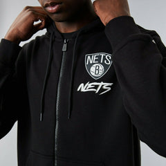 Brooklyn Nets Script New Era NBA Full-Zip Hoodie Black - Taass discount