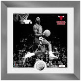 Michael Jordan Chicago Bulls Reverse Dunk Silver Coin Framed NBA Photo - Taass sale