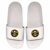 Denver Nuggets Primary Logo ISlide NBA Gel Slides White - Taass near me