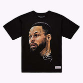 Steph Curry Mitchell & Ness Real Big Face NBA Tee Black - Taass US