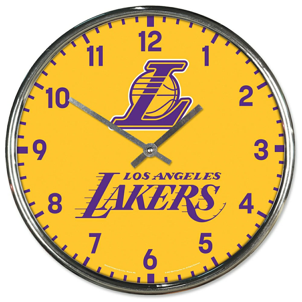 Los Angeles Lakers Chrome NBA Team Design Wall Clock - Taass discount