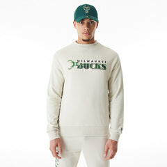 Milwaukee Bucks New Era NBA Crewneck Sweatshirt Stone - Taass near me