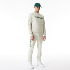 Milwaukee Bucks New Era NBA Crewneck Sweatshirt Stone - Taass near me