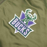 Milwaukee Bucks Olive Mitchell & Ness Heavyweight Satin NBA Jacket - Taass online