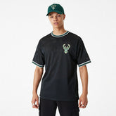 Milwaukee Bucks New Era Oversized NBA Mesh T-Shirt Black - Taass sale