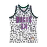 Ray Allen #34 Milwaukee Bucks Doodle Mitchell & Ness Swingman NBA Jersey - Taass discount