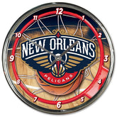 New Orleans Pelicans WinCraft Chrome NBA Wall Clock - Taass for sale
