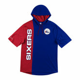 Philadelphia 76ers Split Mitchell & Ness Short Sleeve NBA Hoodie - Taass discount