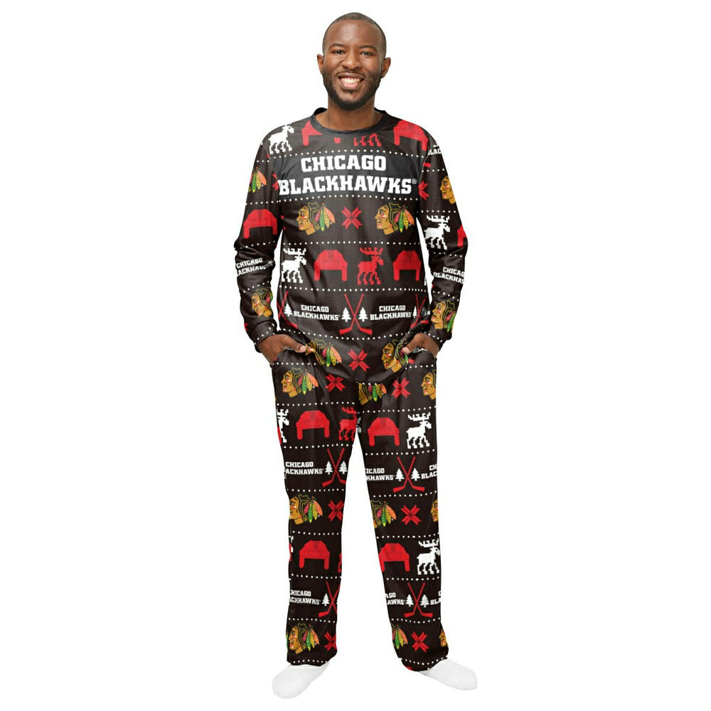 Chicago Blackhawks NHL Holiday Pajamas Set (2-Piece) - Taass US