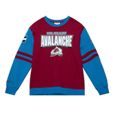 Colorado Avalanche All Over Mitchell & Ness NHL Crew Fleece Pullover - Taass sale