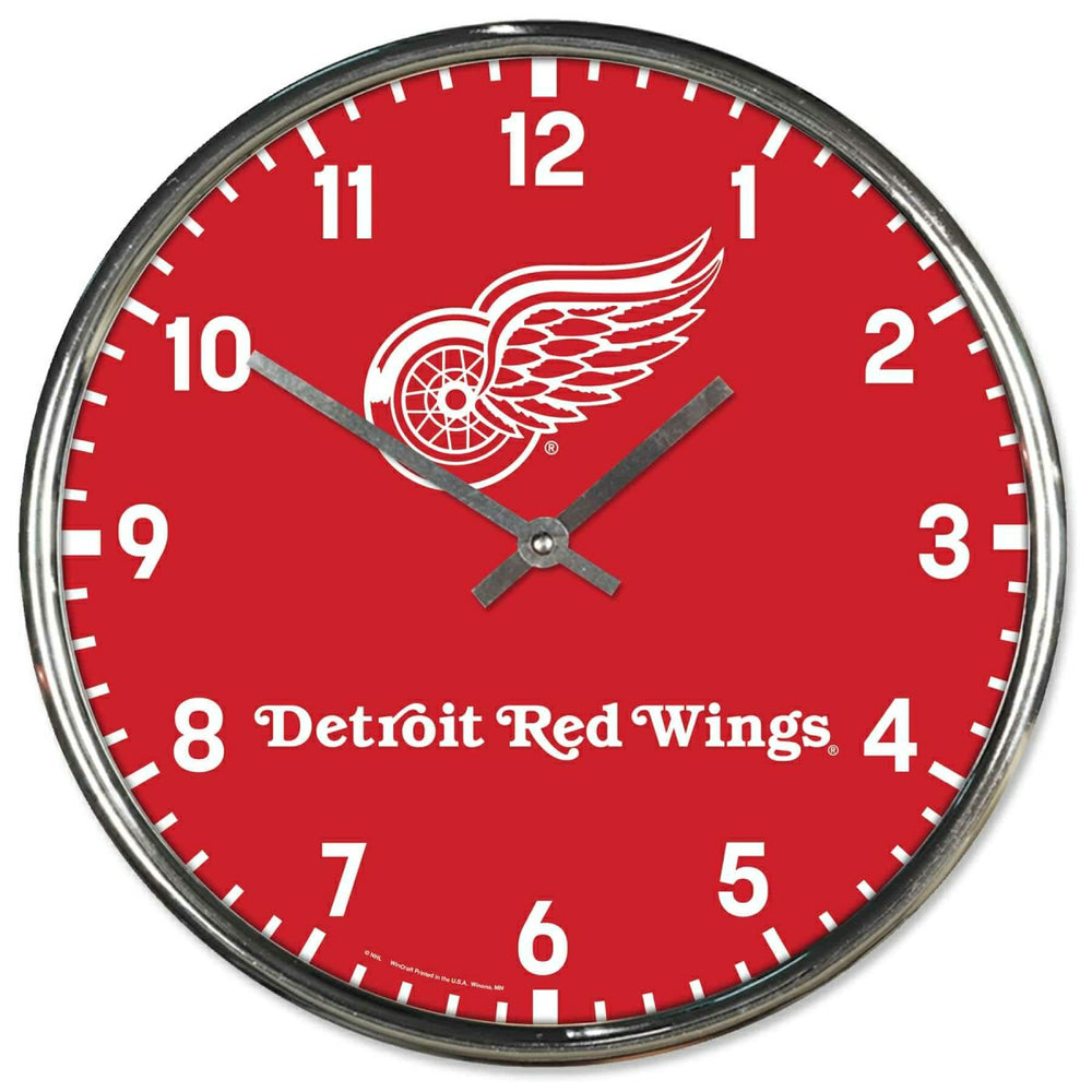 Detroit Red Wings Chrome NHL Team Design Wall Clock - Taass near me