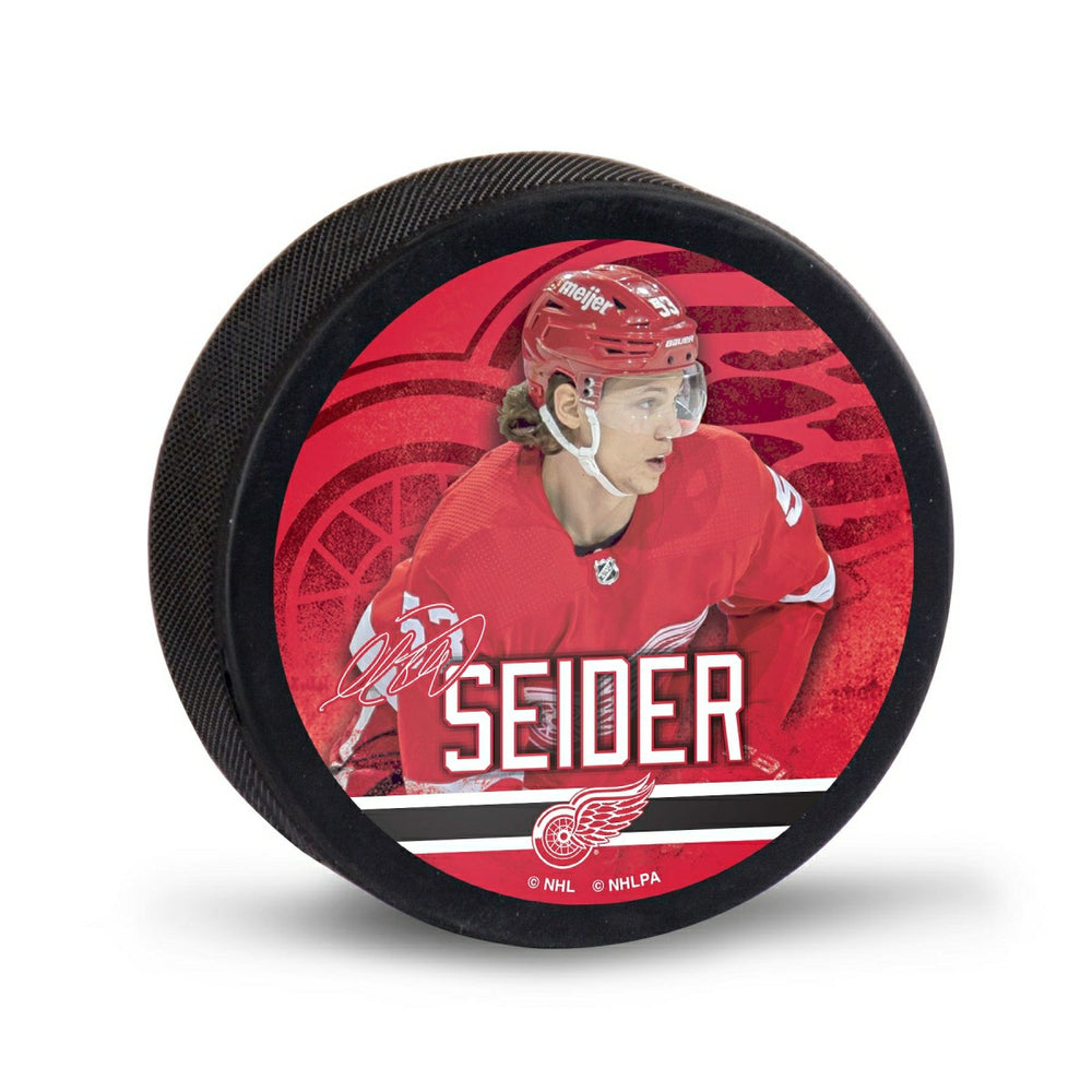Moritz Seider Detroit Red Wings NHL Player Puck - Taass sale