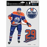 Leon Draisaitl #29 Edmonton Oilers Player NHL Decals Set (3 Pcs.) - Taass sale