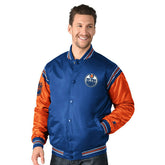 Edmonton Oilers Enforcer NHL Varsity Satin Jacket - Taass near me