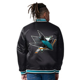 San Jose Sharks Closer Reversible NHL Varsity Jacket Black/Teal - Taass discount