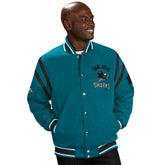 San Jose Sharks G-III Tailback NHL Varsity Jacket Teal - Taass for sale