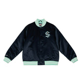 Seattle Kraken Heavyweight Satin Mitchell & Ness NHL Jacket Navy - Taass near me