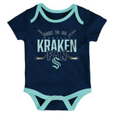 Seattle Kraken Game Time NHL Baby Bodysuit Set (3-Piece) - Taass for sale