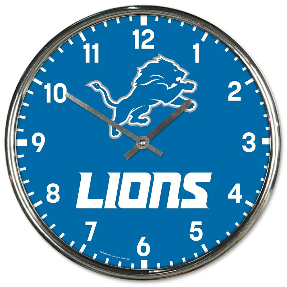 Detroit Lions Chrome NFL Team Design Wall Clock - Taass near me