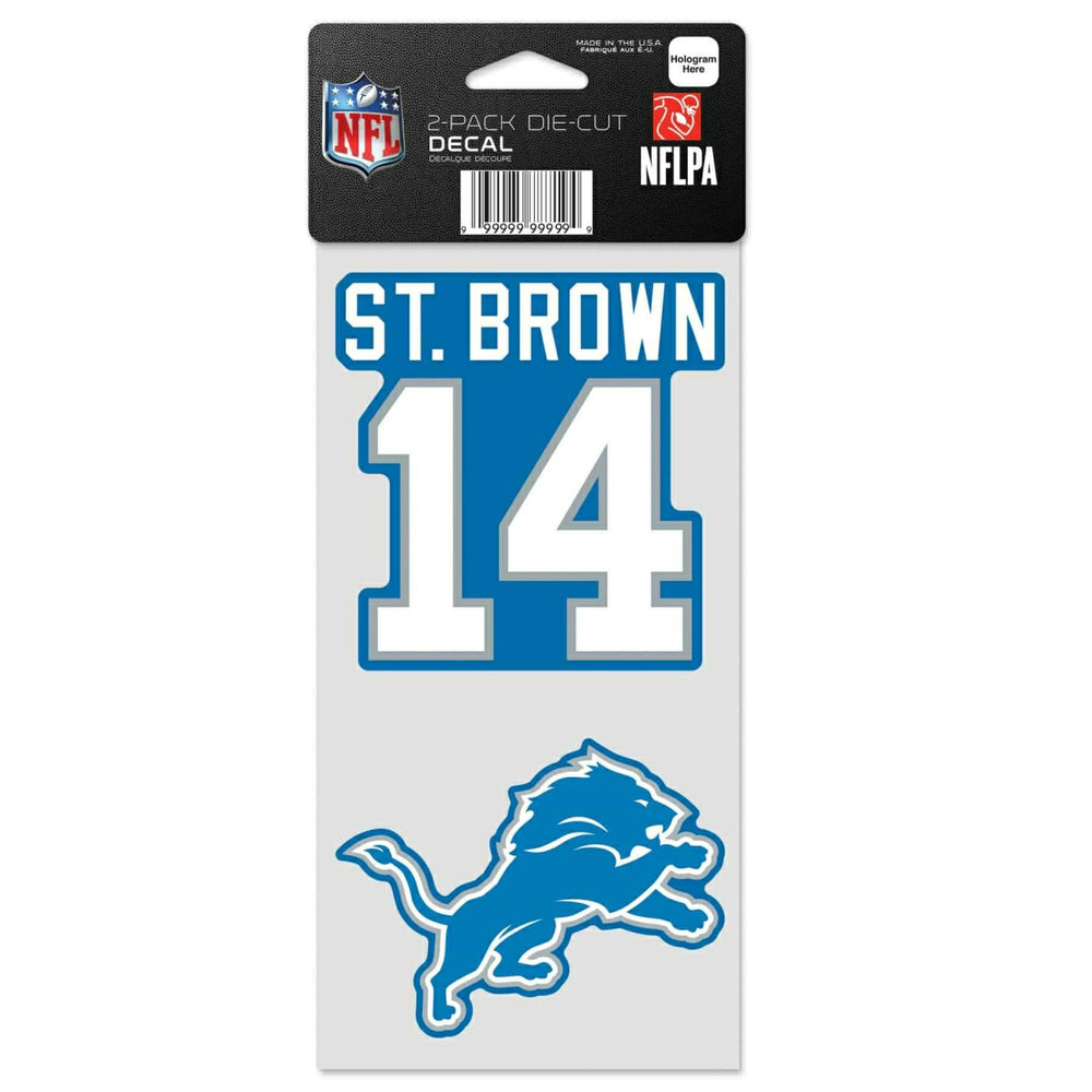 Amon-Ra St. Brown #14 Detroit Lions Player NFL Decals Set (2 Pcs.) - Taass discount