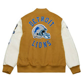 Detroit Lions Dusted Varsity NFL Jacket Brown/Cream - Taass near me