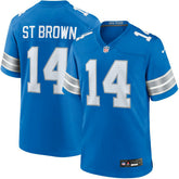 Amon-Ra St. Brown #14 Detroit Lions Nike Game NFL Jersey Blue - Taass US