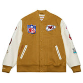 Kansas City Chiefs Dusted Varsity NFL Jacket Brown/Cream - Taass sale