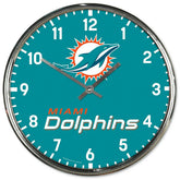 Miami Dolphins Chrome NFL Team Design Wall Clock - Taass for sale
