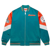 Miami Dolphins Throw it Back Heavyweight Satin NFL Jacket Aqua - Taass sale