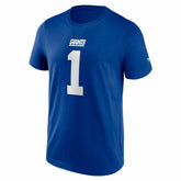 Malik Nabers #1 New York Giants Player NFL T-Shirt Blue - Taass online