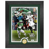 Saquon Barkley Philadelphia Eagles LEAP Bronze Coin Framed NFL Photo - Taass US