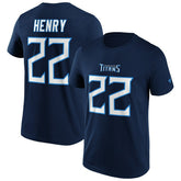 Derrick Henry #22 Tennessee Titans Iconic Player NFL T-Shirt Navy - Taass near me