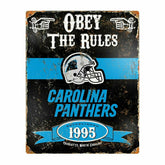 Carolina Panthers Obey The Rules Embossed NFL Metal Sign - Taass online
