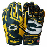 Green Bay Packers Wilson Youth Stretch-Fit NFL Receivers Gloves (KIDS) - Taass US