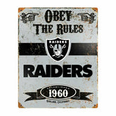 Las Vegas Raiders Obey The Rules Embossed NFL Metal Sign - Taass online