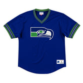 Seattle Seahawks Unbeaten Mitchell & Ness NFL V-Neck Mesh Shirt Blue - Taass near me