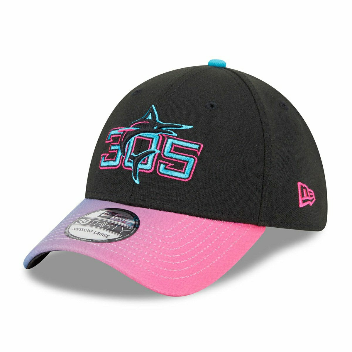 Miami Marlins MLB City Connect New Era 39THIRTY Flex Cap Black - Taass sale