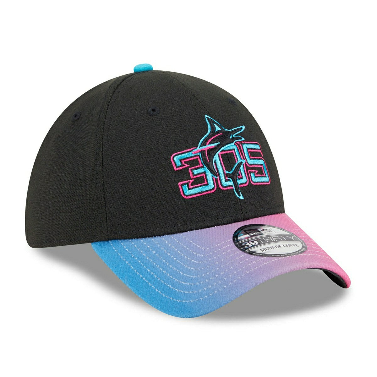 Miami Marlins MLB City Connect New Era 39THIRTY Flex Cap Black - Taass sale