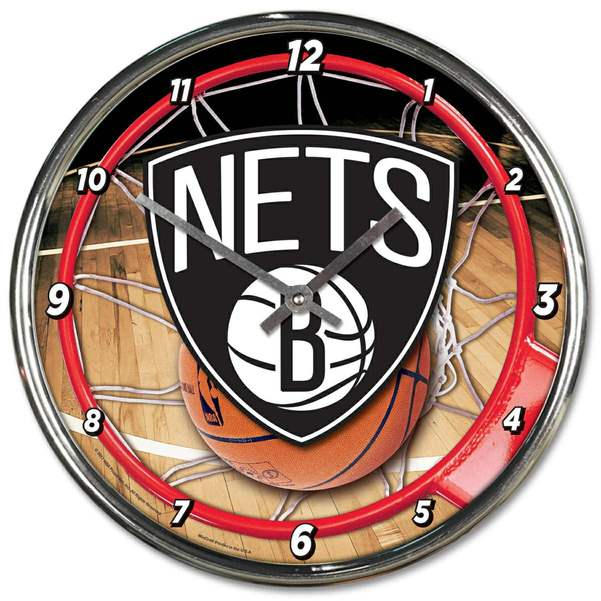 Brooklyn Nets WinCraft Chrome NBA Wall Clock - Taass near me