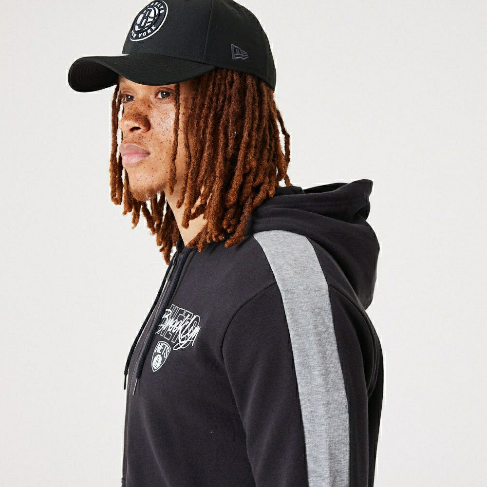 Brooklyn Nets Script New Era NBA Full-Zip Hoodie Black - Taass US